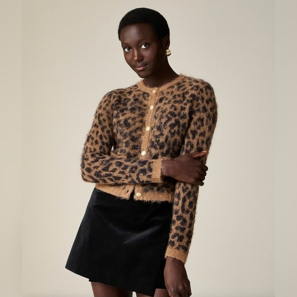 J. Crew Brushed Sweater Lady Jacket In Leopard Print - Picture 1 of 6